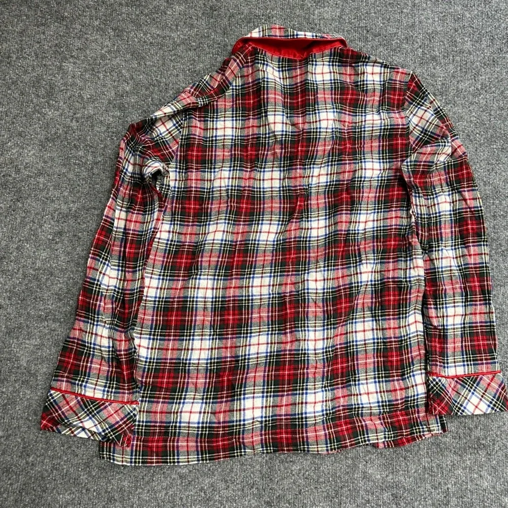 Lauren Ralph Lauren Pajama Top Womens Size S Red Plaid Cotton Long Sleeve Crest